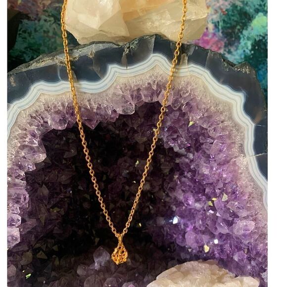 Vintage Gold Necklace with an abstract pendant, Unmarked - Picture 1 of 5